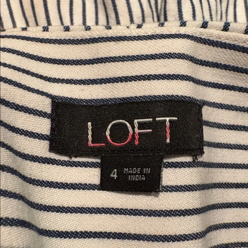 LOFT Boho Striped Embroidered High-Rise Shorts in Blue/White Size 4 -- SO PRETTY - Picture 9 of 10
